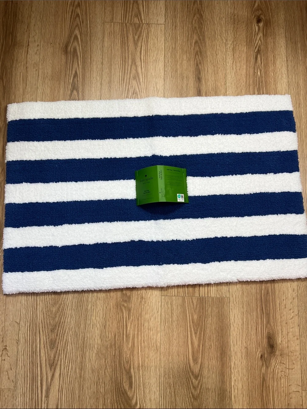 Kate Spade Bath Mat Navy and White Striped Classic Soft Plush 21